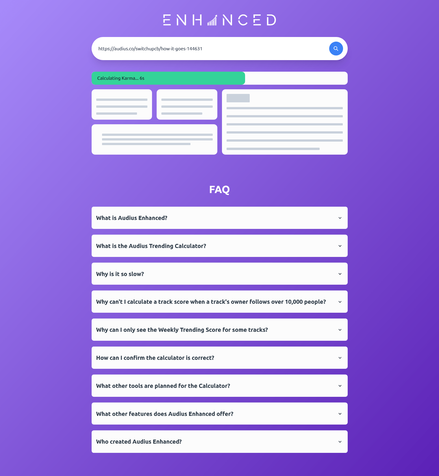 Audius Enhanced Trending Calculator Loading